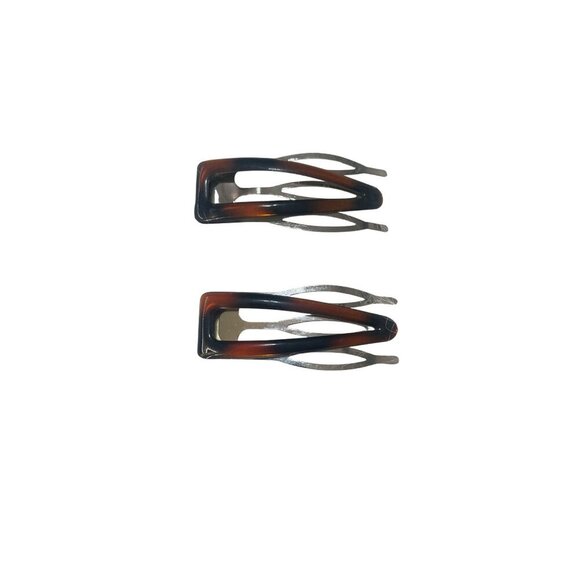 Accessories - Vintage Metal & Tortoiseshell Hair Clips Set Of 2